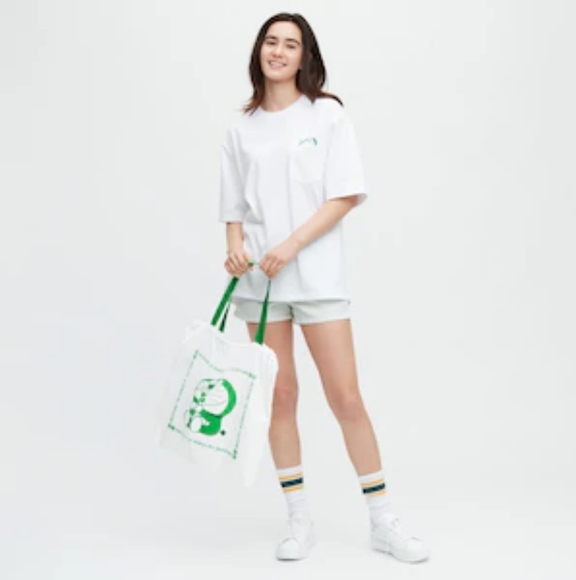 NWT Doraemon Uniqlo Recycled Pocketable Tote Eco Bag unisex unlocking the power - Picture 2 of 8